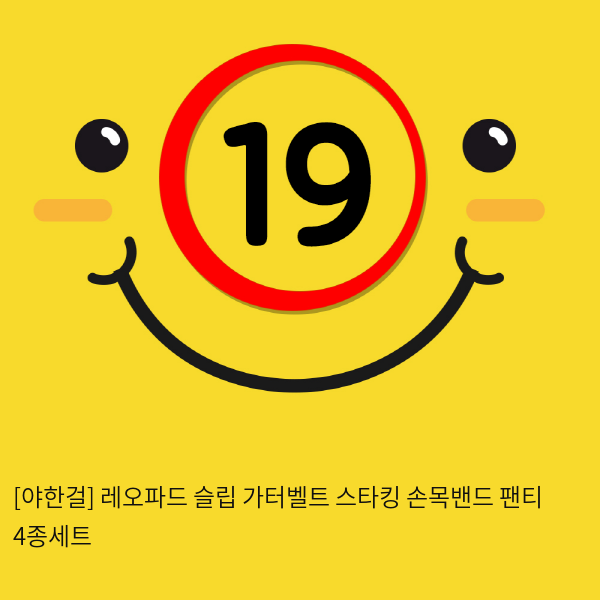 [야한걸] 레오파드 슬립 가터벨트 스타킹 손목밴드 팬티 4종세트
